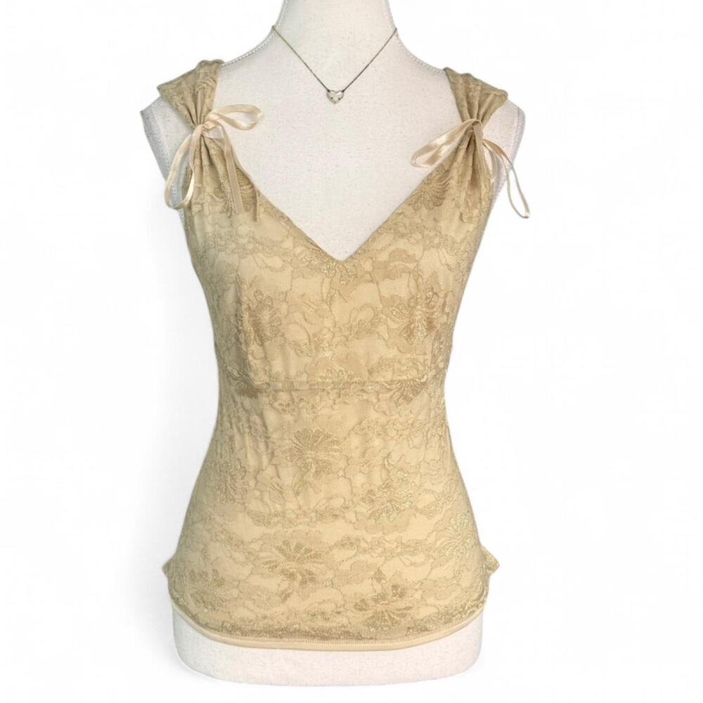 Vera Vera Y2K Fairy core vintage lace fitted bay doll top bow details size small